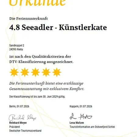 Reetdorf Geltinger Birk Kuenstlerkate Seeadler Semesterbostad *